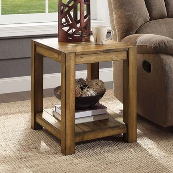 Торцевой столик Mitlame Bryant из массива дерева, отделка из клена в деревенском стиле, коричневая отделка, Теплая мебель, Уникальный шкаф в деревенском стиле