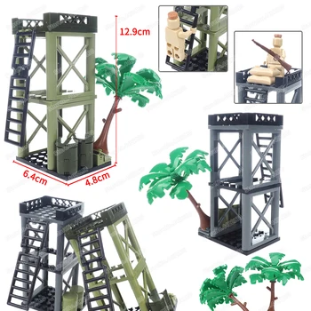 Военная башня Стража, строительный блок, собранные фигурки Второй мировой войны, монитор, оборудование для сцен обороны, подходящая модель, подарок для ребенка, игрушка 