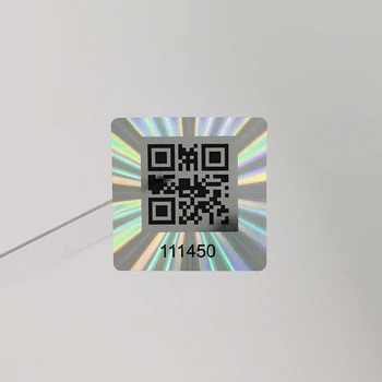 25x25mm 1000pcs Голографическая Наклейка с QR-кодом, очевидный факт несанкционированного вскрытия, Аутентичная Лазерная Защитная этикетка, уникальный номер, Индивидуальный