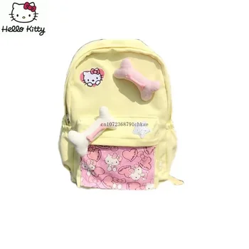Рюкзак Hello Kitty для горячей девушки, ниша для рюкзака, милый котенок, Желтый школьный ранец большой емкости, рюкзаки для студентов колледжа