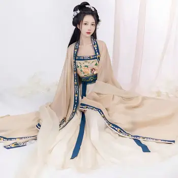 Китайское традиционное платье принцессы Ханфу, Женское платье с цветочной вышивкой, Косплей, Сказочная древняя одежда, Женское винтажное платье для танцевальной вечеринки