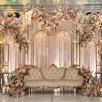 Блестящие золотые украшения свадебных фонов, подставка для прямоугольной арки, украшение сцены, арка