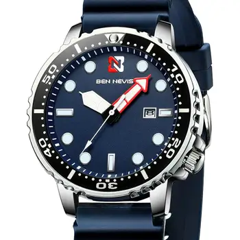 Мужские часы BEN NEVIS Blue, Модные мужские спортивные часы, мужские кварцевые часы, военные Водонепроницаемые силиконовые наручные часы со светящейся датой