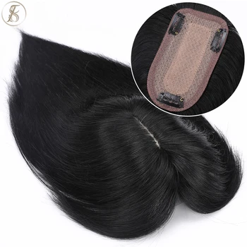 Женский Топпер TESS 7x12,5 см, Заколки для волос, Парики из натуральных волос, 100% Человеческие волосы Для женщин, Шелковая основа, Зажим для наращивания волос