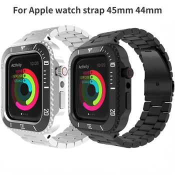 Модифицированный комплект ремешка для часов металлический корпус для Apple Watch 8 7 45 мм смарт-часы высокого класса модифицированный браслет для iwatch 6 5 4 SE 44 мм