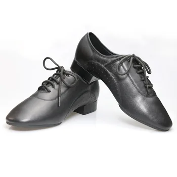 Современная мужская обувь из коровьей кожи Для бальных танцев, обувь для латиноамериканских танцев с двухточечной подошвой, Мужская танцевальная обувь национального стандарта