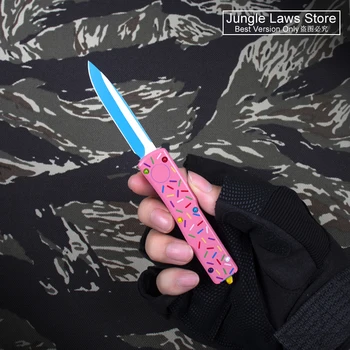 UTX70 Нож Десертный Воин Пончик Розовый MICRO Mini OTF Tech Нож С Одинарным Лезвием EDC для Самообороны Карманные Ножи A115