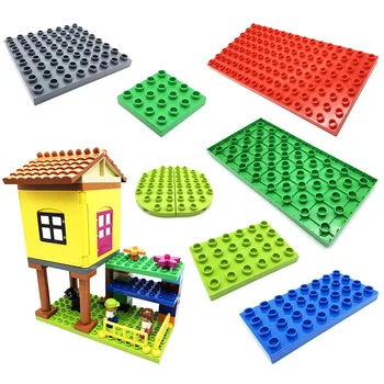 Классические большие строительные блоки, совместимые с кирпичами, аксессуары для опорной плиты в 64 точки, Прозрачные кирпичи на 32 отверстия, игрушки, детский подарок