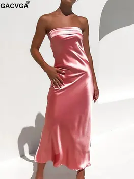 GACVGA 2022, Летнее Модное Сексуальное атласное платье для выпускного вечера в клубном стиле, элегантные однотонные вечерние платья с открытой спиной, Вечерние длинные платья