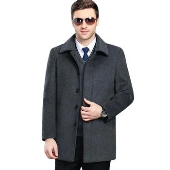 Новое Поступление, Модное Мужское Шерстяное пальто, Плюс Утолщение, Утепленная Шерстяная подкладка на Пуговицах, Повседневное, Высокое Качество, Большие Размеры M-3XL 4XL