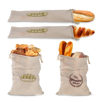 Льняные Пакеты Для Хлеба, Многоразовая Сумка На Шнурке Для Батона, Сумка Для Хранения Хлеба Ручной Работы, Льняные Пакеты Для Хлеба Для Багета