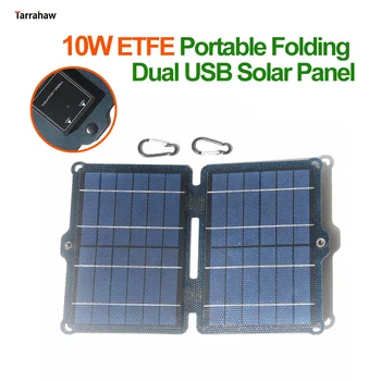 10 Вт ETFE Складная Солнечная Панель Двойной USB 5 В Портативный Солнечный Элемент Мобильный Телефон Фотоэлектрическая Пластина Зарядка Открытый Походный Банк Питания