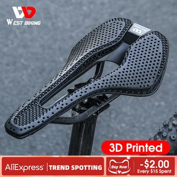 WEST BIKING Велосипедное Седло из углеродного волокна с 3D принтом, Сверхлегкое полое велосипедное сиденье, Мужское Женское Седло для триатлона, гоночного шоссейного MTB велосипеда