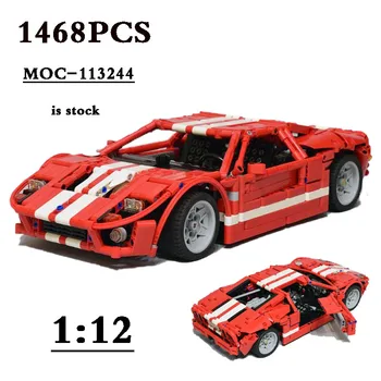 Классический MOC-113244 GT Гоночный 1:12 Строительный блок Модель автомобиля 1468 шт. сборочные детали высокой сложности для взрослых и детей, игрушка в подарок