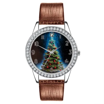 Модные кварцевые женские часы, легко читаемый циферблат с дизайном в виде рождественской елки, Аналоговые часы, подарок на День Святого Валентина для подруги
