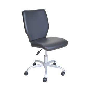 Офисное кресло со средней спинкой и роликами соответствующего цвета, Серое игровое кресло из искусственной кожи, Офисные стулья