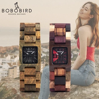 BOBO BIRD 25 мм Маленькие Женские Часы Деревянные Кварцевые Наручные Часы Timepieces Подарки Лучшей Подруге Relogio Feminino в деревянной Коробке