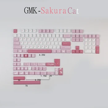 141 Ключи Sakura Cat PBT Keycaps с Вишневым профилем, окрашенные краской, Полные Наборы ключей Для GH60 GK61X GK64X 68 84 87 96 980 104 108