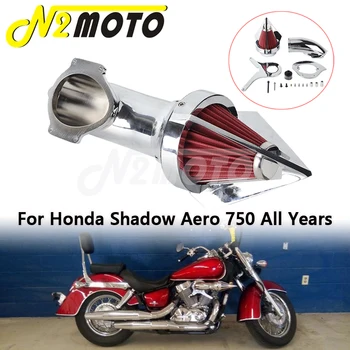 Комплект воздухоочистителя с прорезями в виде конуса 360 ° для Honda Shadow Aero 750, аксессуары, алюминиевый Моющийся воздушный фильтр для мотоцикла,