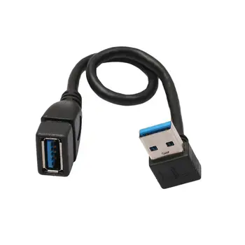 Удлинитель USB 3.0 под прямым углом 90 градусов, кабель-переходник для мужчин и женщин, 20 см