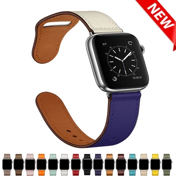 Ремешок для Apple watch band 44 мм 45 мм 40 мм iwatch 38 мм 42 кожаный ремень браслет для смарт-часов Apple watch series 6 SE 4 3 7 41 мм запрет