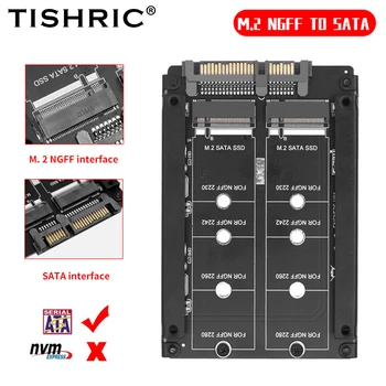 Двухпортовый адаптер TISHRIC M.2 для Sata 22PIN SSD M.2 NGFF с 2,5-дюймовым интерфейсом SATA для твердотельного накопителя 2230-2280 М2
