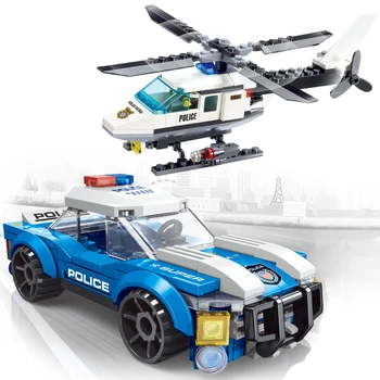 Городской полицейский вертолет, автомобиль SWAT, Самолет-перевозчик, Самолет MOC, строительные блоки, кирпичи, классическая модель, развивающая игрушка для детей