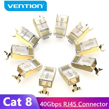 Vention Разъем RJ45 Cat8 Модульный Ethernet-кабель RJ45 8P8C Cat 8 FTP-Штекер Позолоченный RJ45 Обжимной Сетевой Разъем Cat8