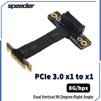 Удлинитель PCIe 3.0 x1-x1 PCI-E 8G/BPS Двойной Вертикальный под прямым углом 90 градусов PCI Express 1x Riser Card Ленточный Удлинитель