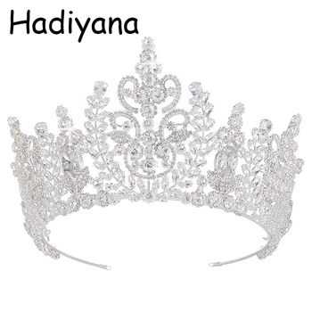 Hadiyana/ Новинка, высококачественная свадебная повязка на голову, ювелирная корона, цветок, Тиара из кубического циркония, короны для девочек, HG6040