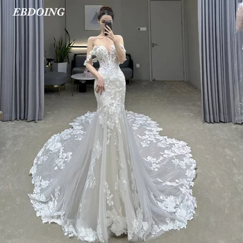 Новейшее свадебное платье Русалка для невесты С глубоким V-образным вырезом, Элегантное, с кружевными вставками, сшитое на заказ, Большие размеры, Vestidos De Novias