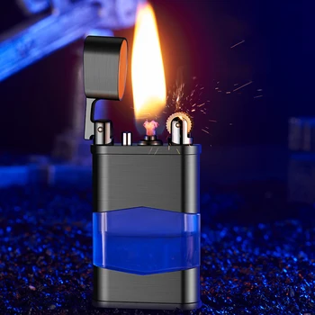 Керосиновая зажигалка Необычная прозрачная ветрозащитная металлическая Бензиновая зажигалка Ретро Зажигалки Сигаретные гаджеты для мужчин
