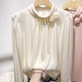 Новая женская рубашка, Блузки с длинными рукавами, Топы для женщин, Модная Элегантная Корейская мода Оверсайз