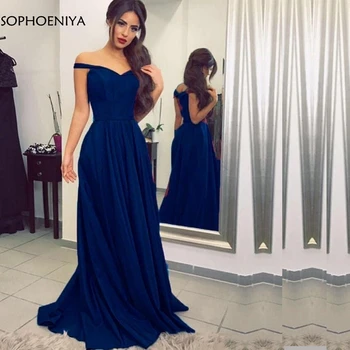 Новое Поступление, вечернее платье королевского синего цвета с V-образным вырезом, шифоновое простое платье Vestidos de fiesta abiye, Дешевые платья для выпускного вечера