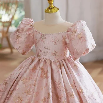 Платье с цветочным узором для маленьких девочек, Детские свадебные платья для подружек Невесты, Белые Бальные платья, бутик одежды для вечеринок для девочек, Элегантные платья