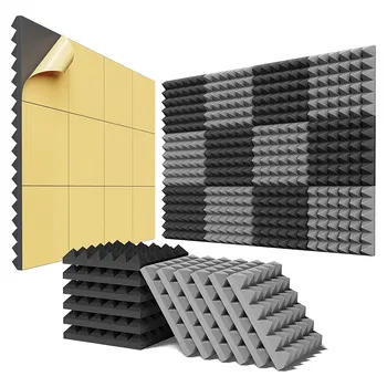 12 упаковок самоклеящихся звуконепроницаемых панелей из пенопласта, 2 x 12 x 12 дюймовых акустических панелей