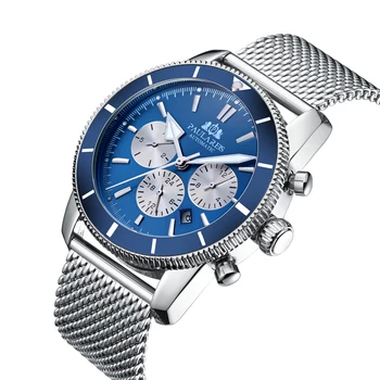 Мужские Автоматические механические часы с автоподзаводом из нержавеющей Стали, черные, синие кожаные часы Super Heritage с большим циферблатом 46 мм, Океанские часы