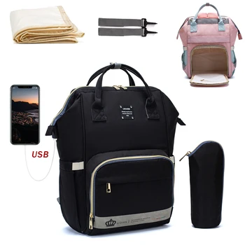 Сумки для подгузников LEQUEEN для мам, Рюкзаки для мам с подгузниками для беременных, Большой емкости, USB-дизайн, сумка для переодевания для кормящих