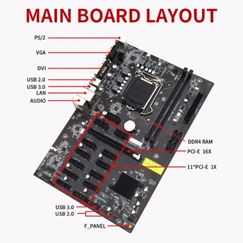 Материнская плата B250 BTC Miner LGA 1151 12 PCIE16X для майнинга криптовалюты Новая