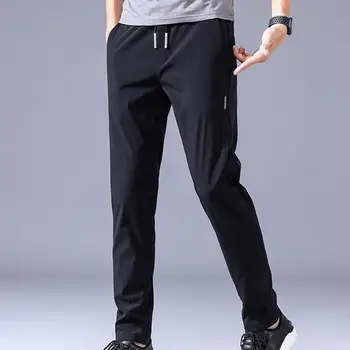 Весенне-летние мужские брюки с эластичной резинкой на талии, Модные повседневные брюки с завязками в корейском стиле, мужские прямые брюки для уличной одежды