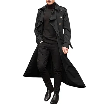 Мужской тренч, приталенное пальто полной длины, двубортные длинные куртки, пальто, ветровка, верхняя одежда