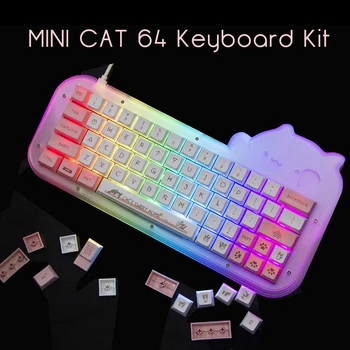 Mini Cat 64 Kit 60% С Возможностью Горячей Замены Акриловая RGB Проводная Механическая клавиатура Barebone DIY Kit ЧЕРЕЗ Программируемый переключатель Macropad