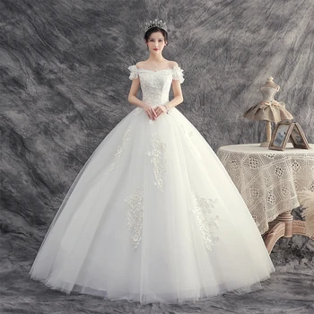 Свадебное платье с открытыми плечами, свадебные платья с цветочной аппликацией, Чистое Белое Простое Милое платье невесты, Сшитое на заказ, Vestido De Noiva