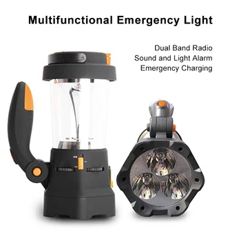 Многофункциональное аварийное освещение Ручной автономный фонарик Радио Открытый водонепроницаемый перезаряжаемый фонарик для кемпинга пеших прогулок