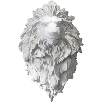 Новейший 3D Дизайн, Настенный декор с белым Львиным Лицом, Роскошное Украшение для дома, Статуя Современного Настенного Искусства, Рельефная Скульптура Головы Льва