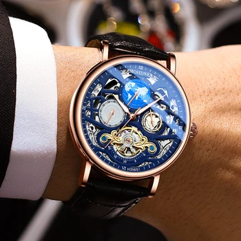 Новые мужские механические часы, модные мужские спортивные водонепроницаемые автоматические деловые светящиеся часы Relogio Masculino