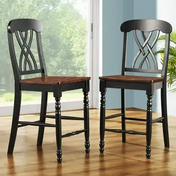 Высокий стул Ohana - черный с дубом - Комплект из 2 предметов