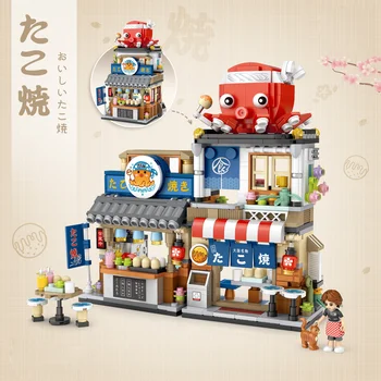 Мини-строительные блоки LOZ, Японский Мини-Уличный вид, складная еда, уличный Осьминог, барбекю, магазин льда, сборка строительных блоков, игрушки
