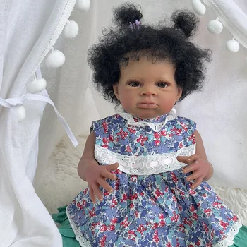 20-дюймовая Темно-Коричневая Кожа Reborn Baby Lanny Doll Art Made 3D Кожа Реалистичная Детская Коллекционная Кукла Подарки для детей