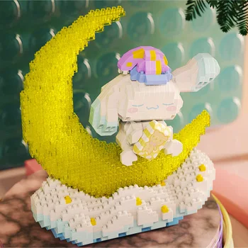 Cinnamoroll Micro Building Blocks Sanrio Dreaming At Moon DIY Assembly 3D Модель, мини Кирпичная фигурка, игрушки для детского подарка